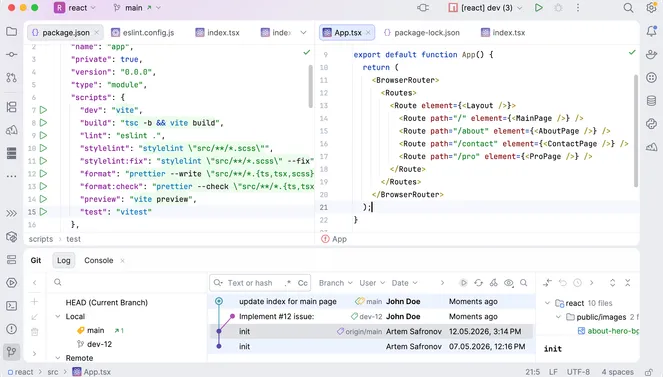 Экран IDE для TypeScript
