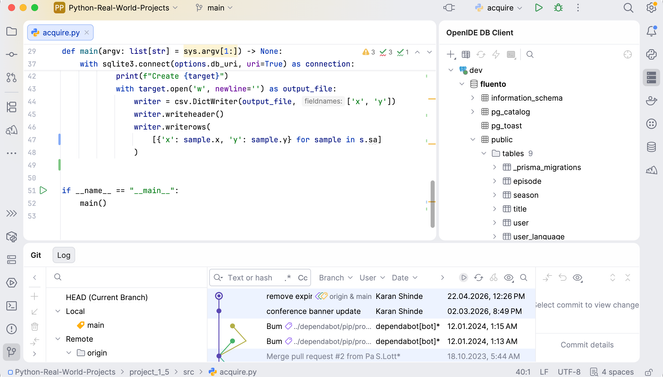 Экран IDE для Python
